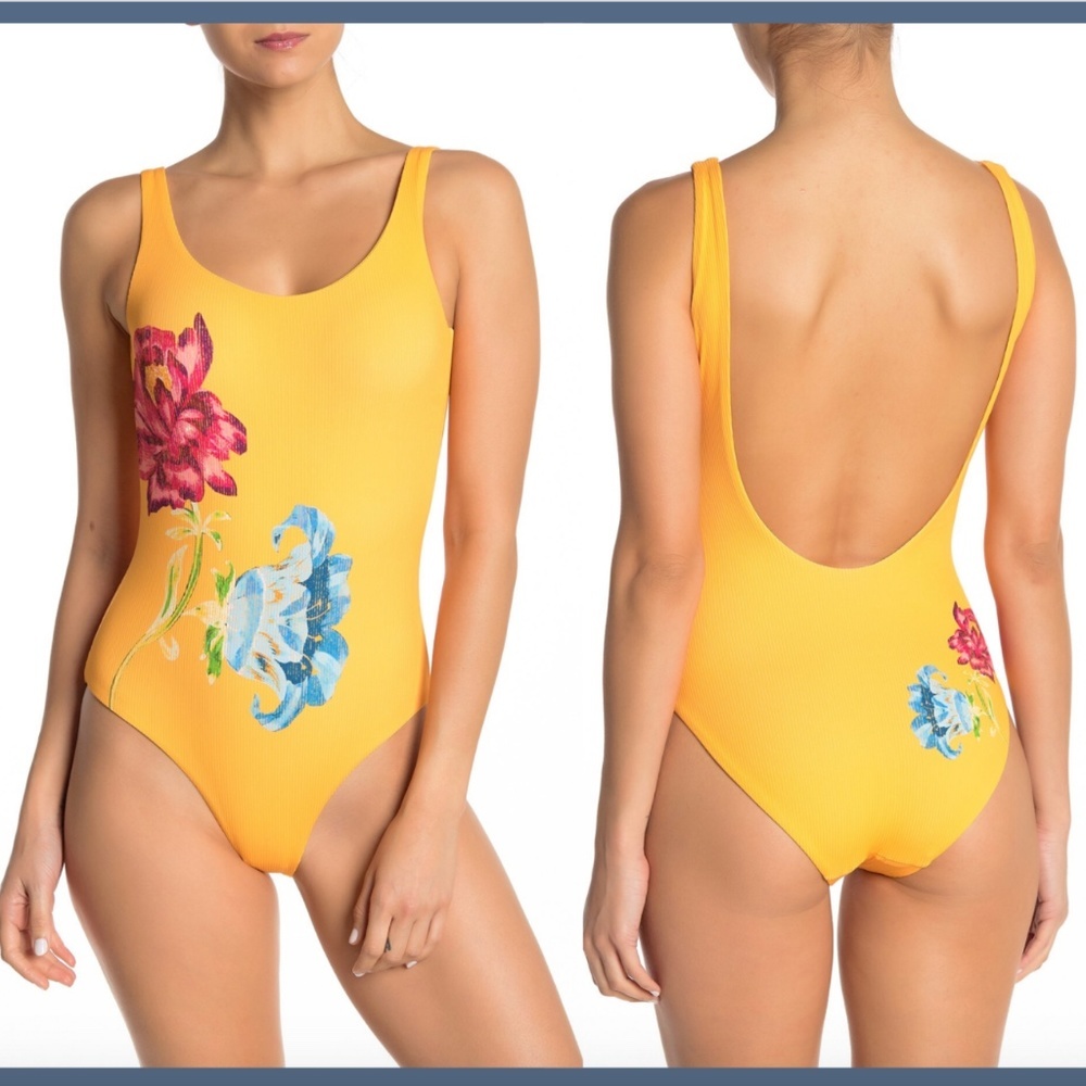 NWD $225 Onia Kelly Floral One Piece Swimsuit Sunflower Yellow [SZ Medium ] 3412